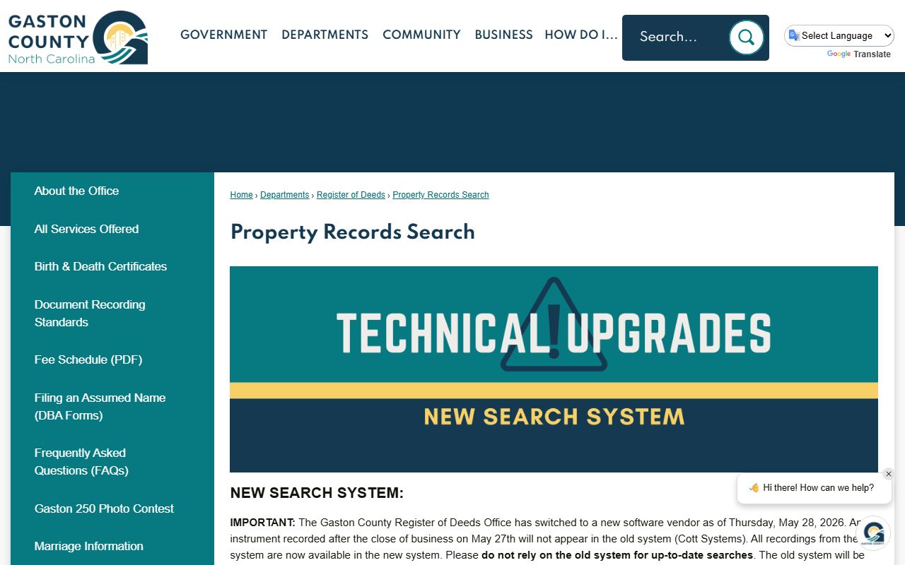 Gaston County Clerk of Superior Court Register of Deeds property records search