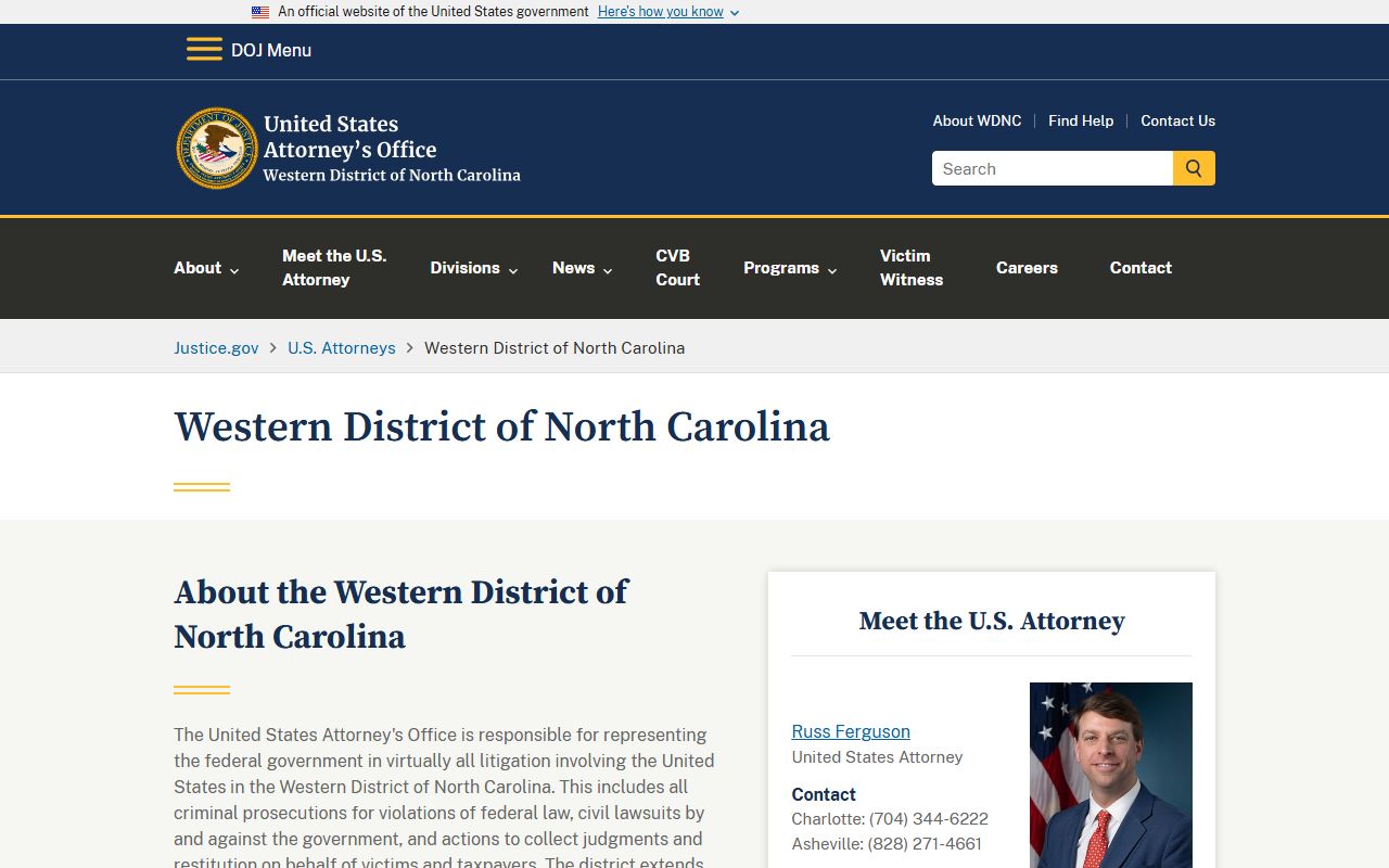 Gaston County arrest records U.S. Attorney Western District of North Carolina