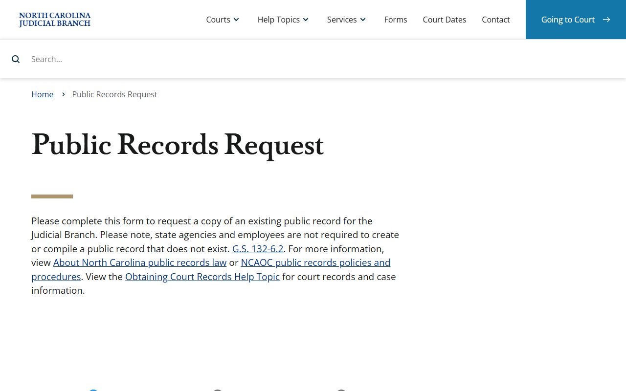 Gaston County court records NC Judicial Branch public records request