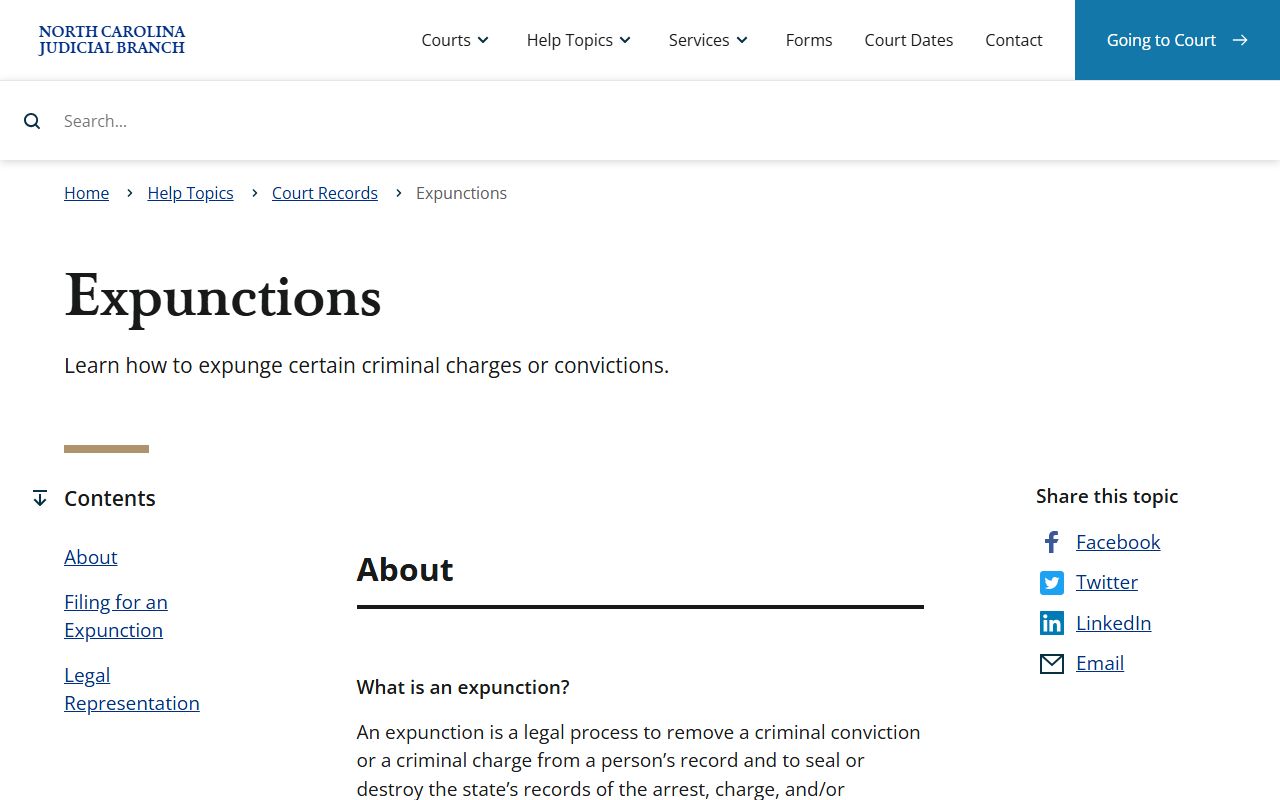 Gaston County criminal court records NC expunction help topic
