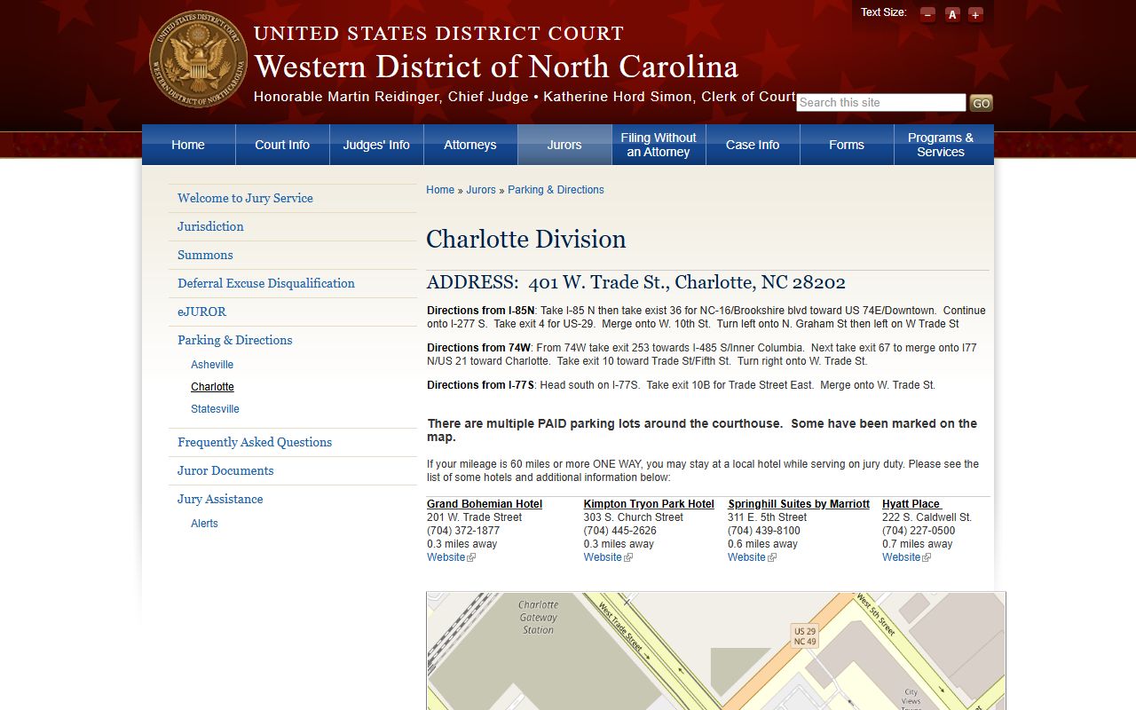 Gaston County Superior Court WDNC Charlotte Division