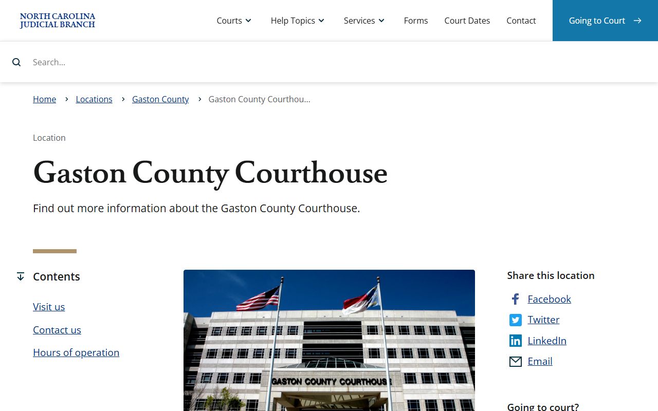 Gaston County court records courthouse address and hours
