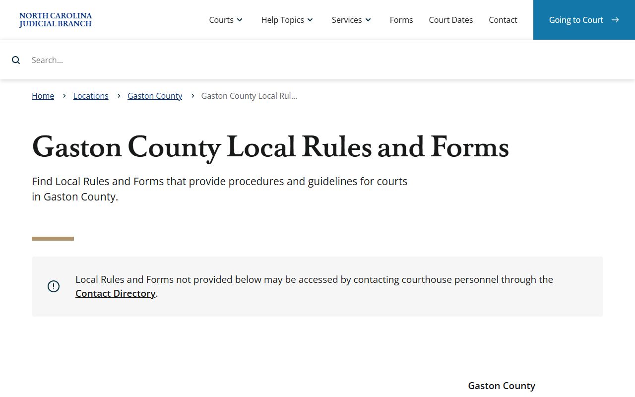 Gaston County court records local rules and forms page