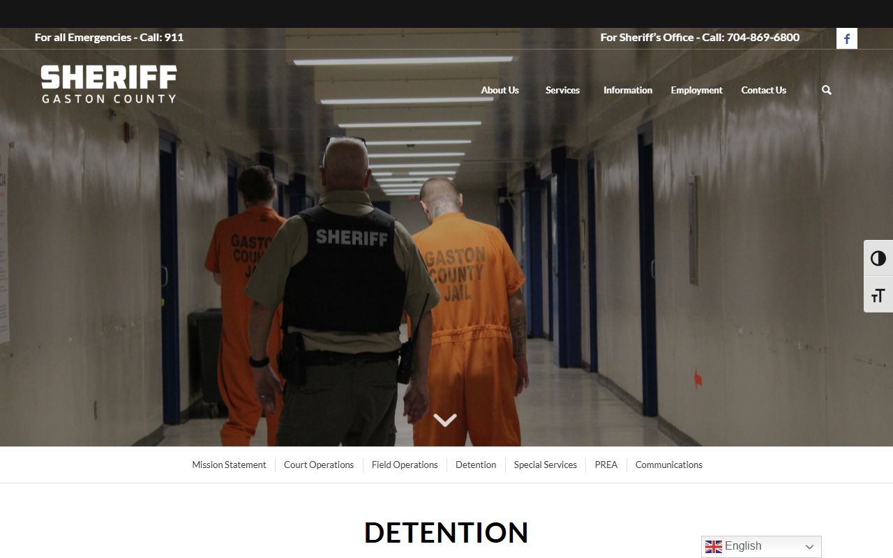 Gaston County jail detention records and inmate information