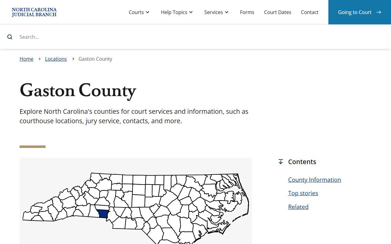 Gaston County court records on the NC Judicial Branch Gaston County landing page