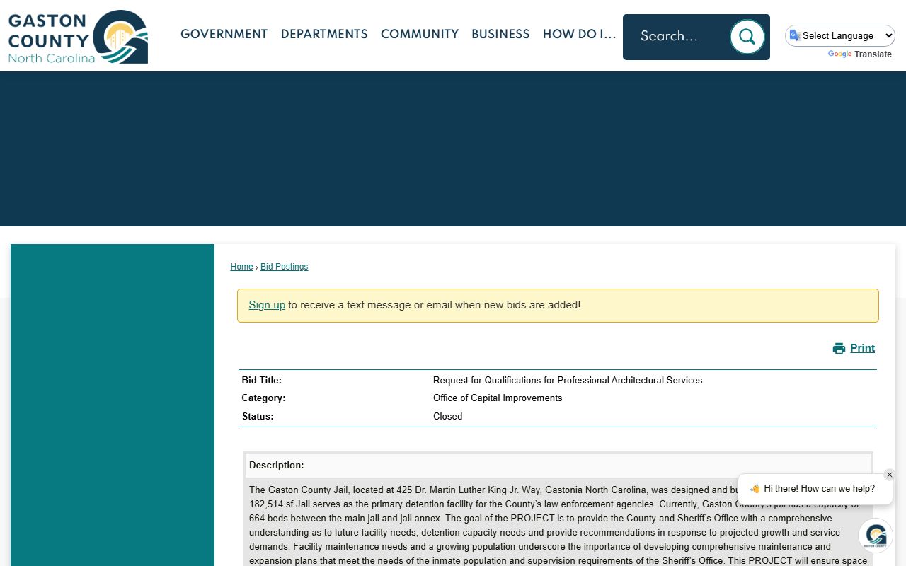 Gaston County inmate records jail facility planning information