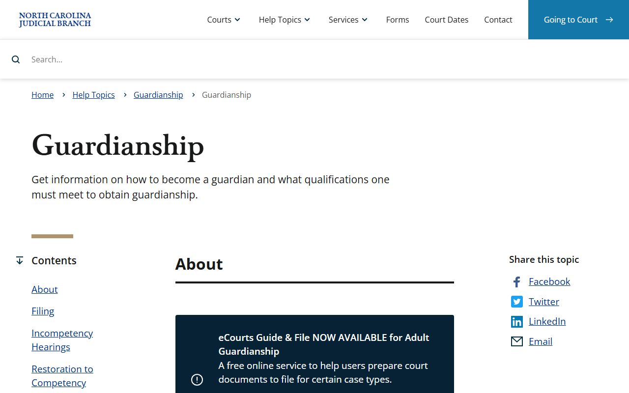 Gaston County probate records NC guardianship help topic