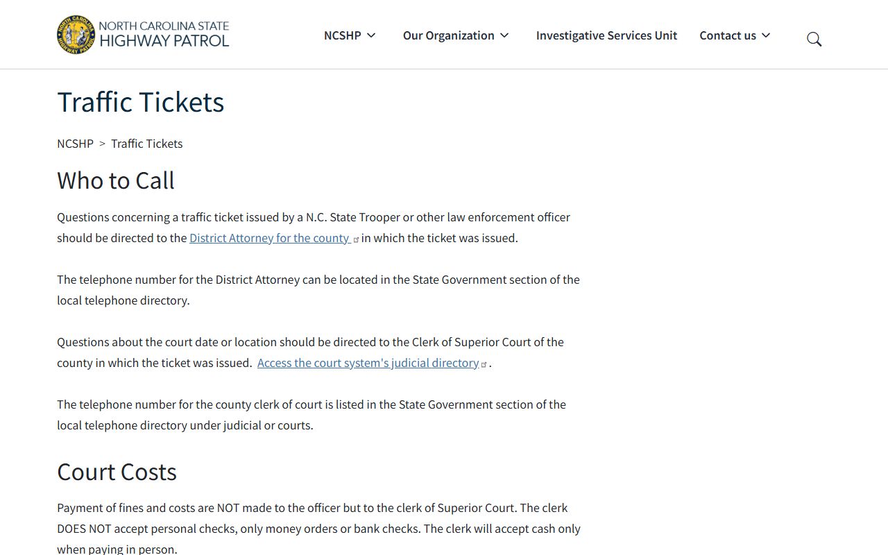 Gaston County traffic court records NC State Highway Patrol ticket payment guidance